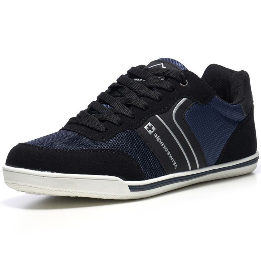 Alpine Swiss Liam Mens Fashion Sneakers Suede Trim Low Top Lace Up Tennis Shoes